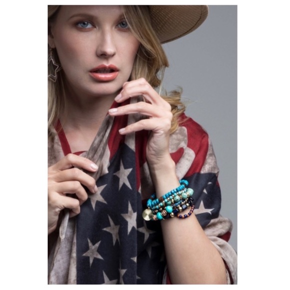 1 LEFT! Stunning Layered Stacking Turquoise Bracelet Set - Picture 4 of 5